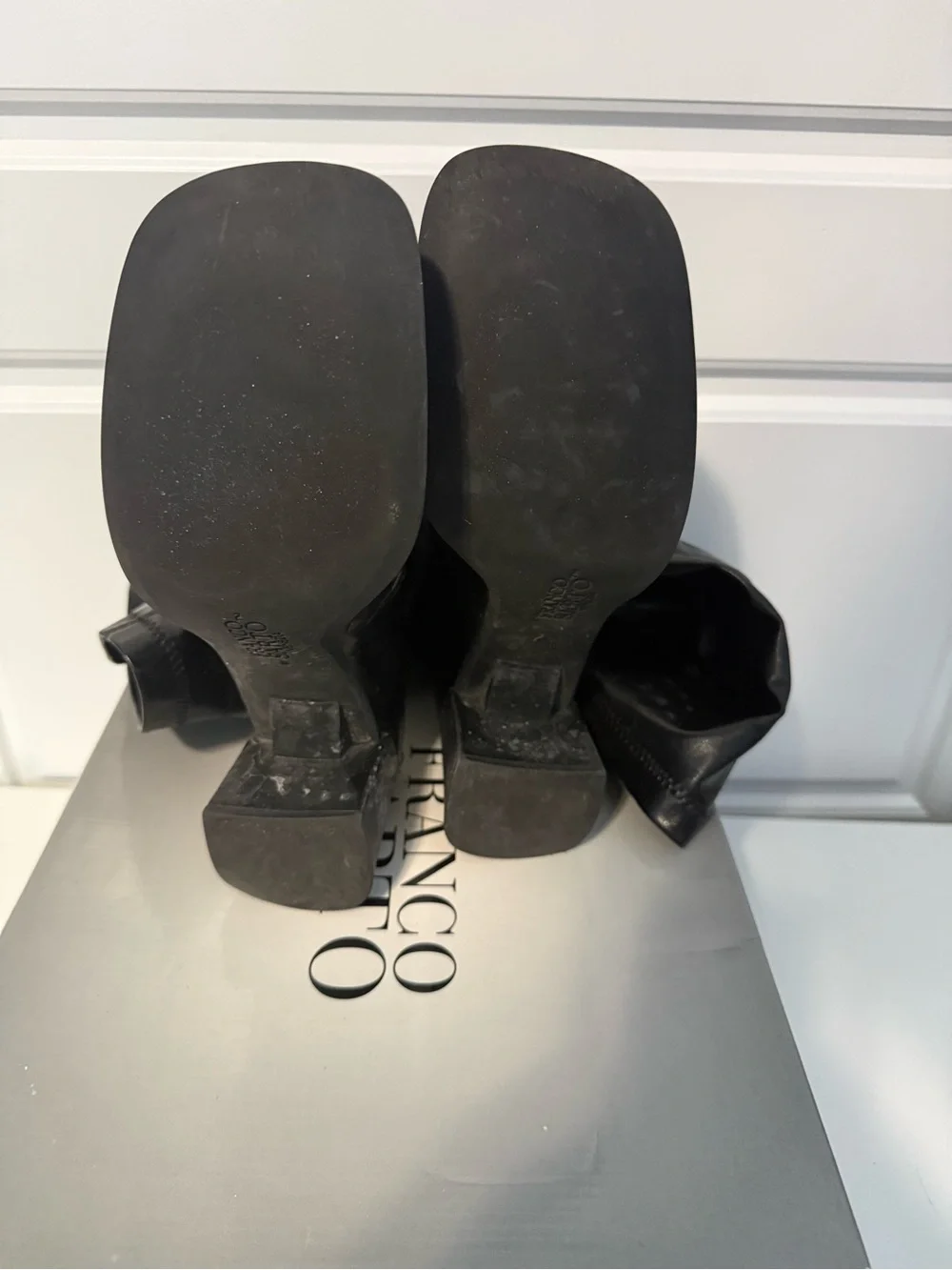 Vintage Y2K Franco Sarto Black Knee-High Leather Block-Heel Boots